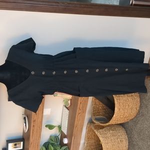 Black button front dress